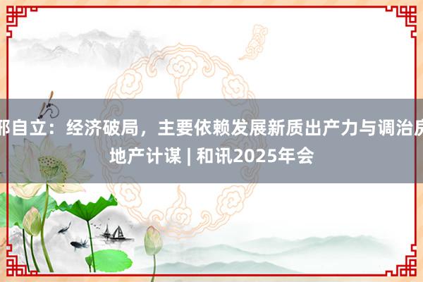 邢自立：经济破局，主要依赖发展新质出产力与调治房地产计谋 | 和讯2025年会